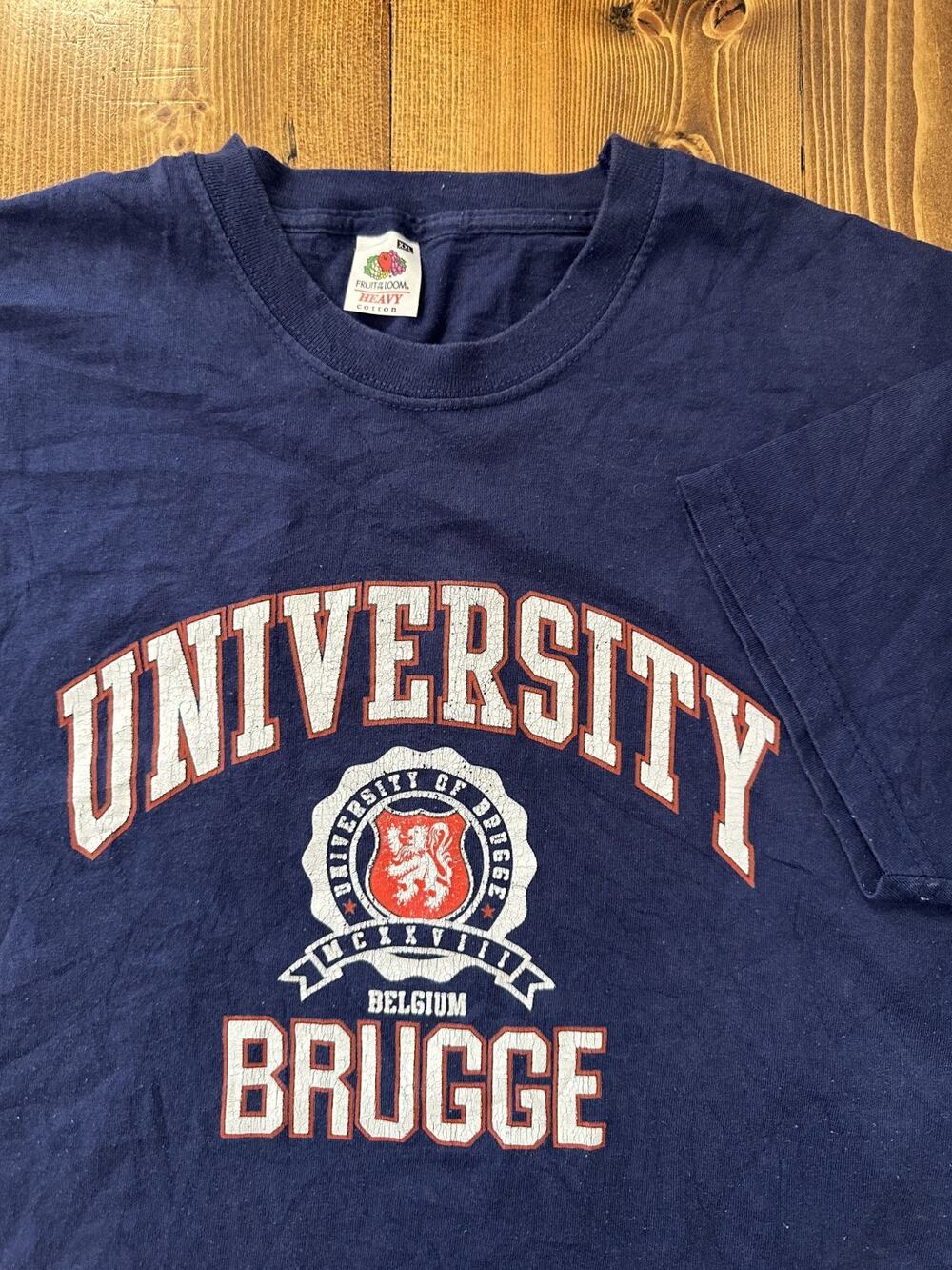 Brugge University Belgium Novelty Vintage Fruit of the Loom Navy T-Shirt XL